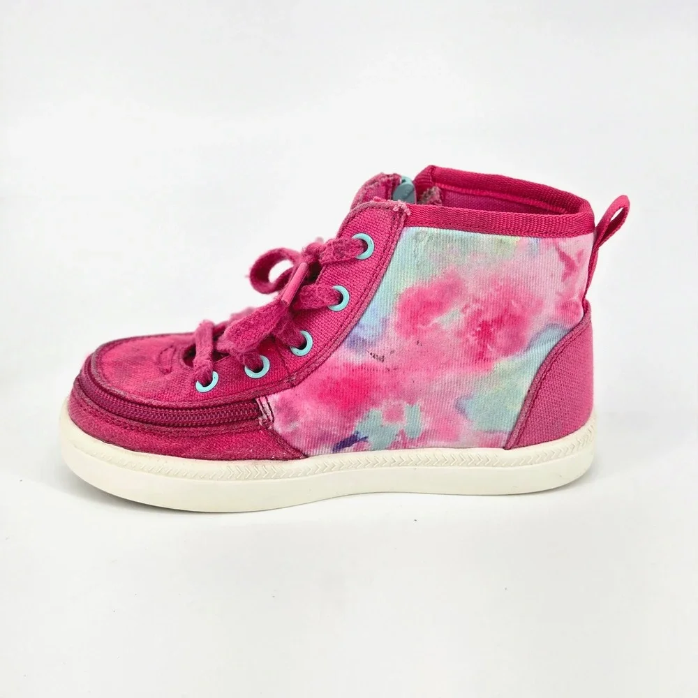 BILLY Footwear Kids Pink Tie Dye Street High Top Zip Adaptive Sneakers Size 9